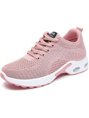 Women's Pink And White Mesh Breathable Air Cushion Athletic Comfortable Sneaker